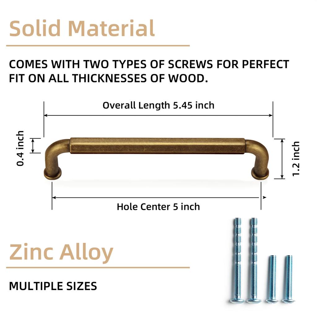 5 Inch Hole Center Cabinet Pulls Antique Brass Zinc Alloy Kitchen Drawer Pulls Dresser Knobs Drawer Handles Hardware