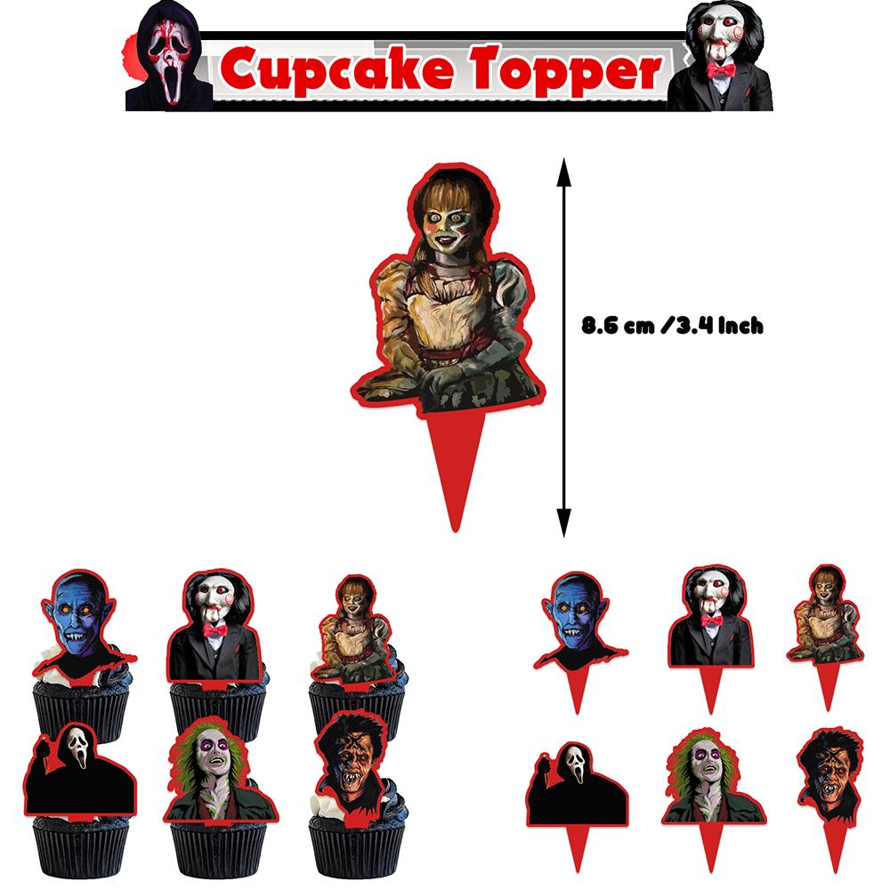 32pcs Classic Horror Movie Party Decorations Includes Banner Cake Topper Balloon