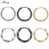 Alisouy 2PCS Punk Twist Twine Stainless Steel Circle Round Ear Helix Clip Huggie Women Men Unisex Hoop Earrings Fake Ear Plugs