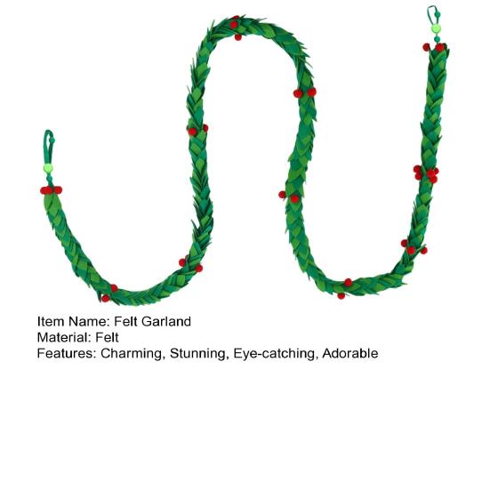 Рождественская гирлянда из фетра «Остролист» длиной 6 футов, гирлянда из листьев омелы ручной работы с красными ягодами для украшения дома, свадьбы, каминной полки