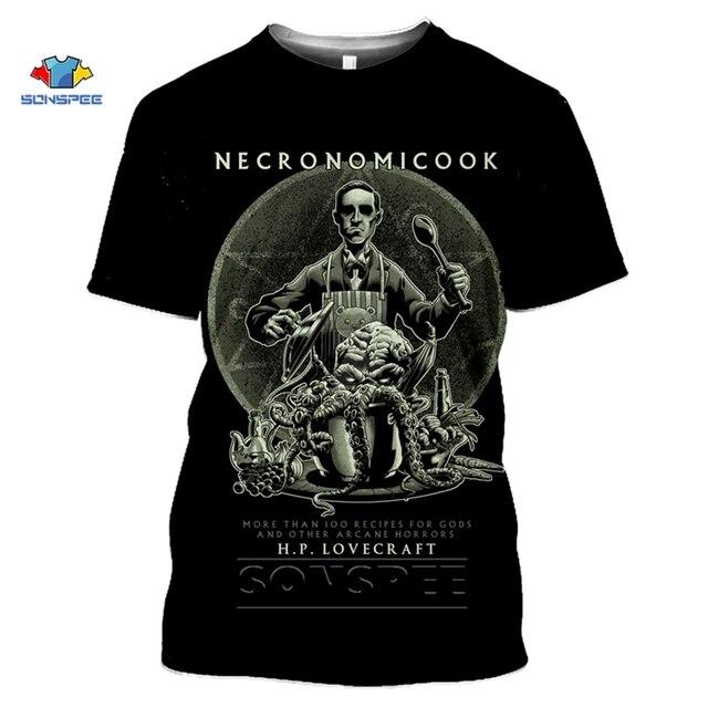 Футболка с 3D принтом «Ктулху и Лавкрафт Мискатоник» для мужчин, забавный летний топ с круглым вырезом для женщин «Зов Ктулху»