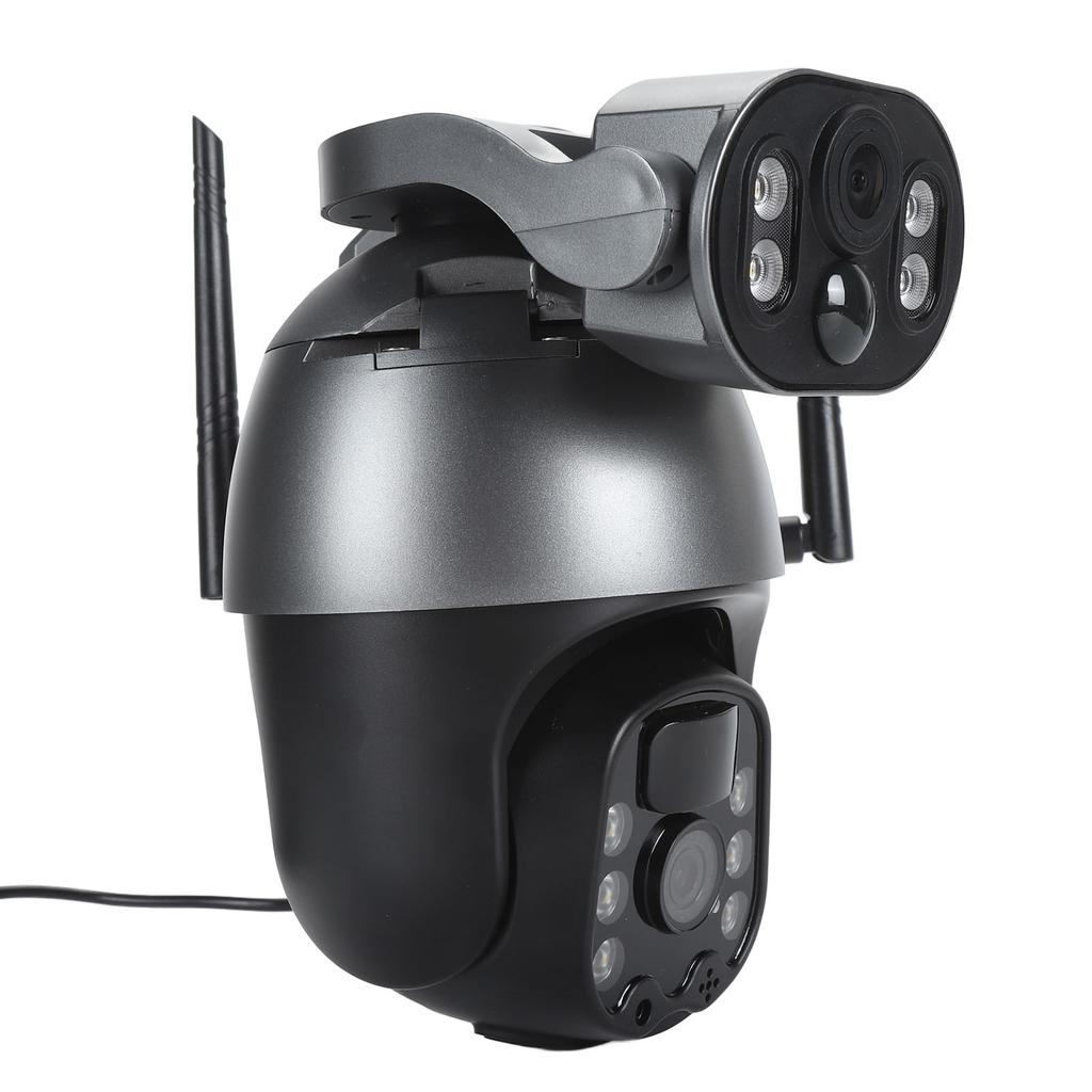 Dual Lens Solar Security Camera 6MP Waterproof Wireless Outdoor PTZ Surveillance Camera with 2 Way Audio Motion Alarm