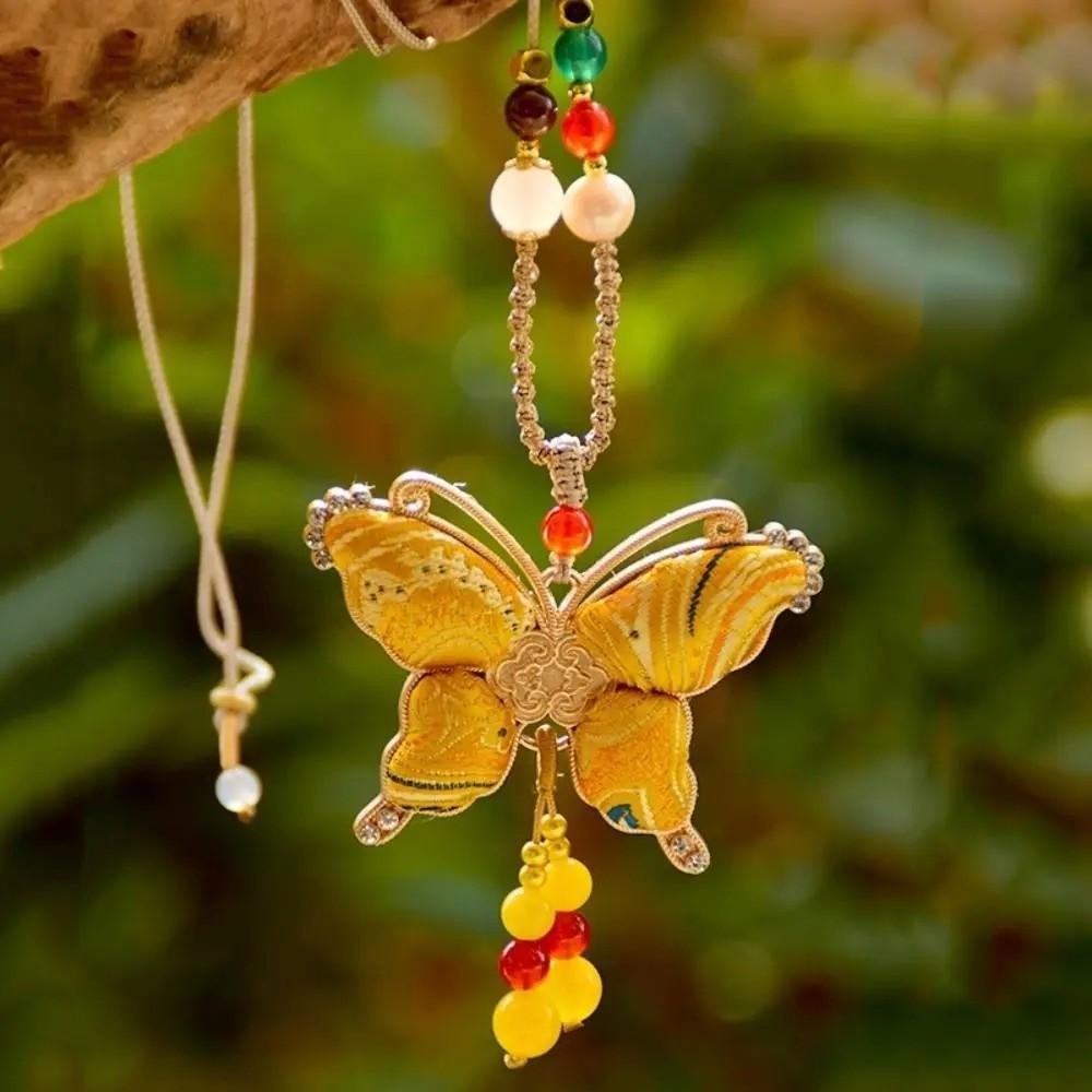 Traditional Tassels Necklace Butterfly Pendant Embroidered Pendant Necklace  Ethnic Fashion