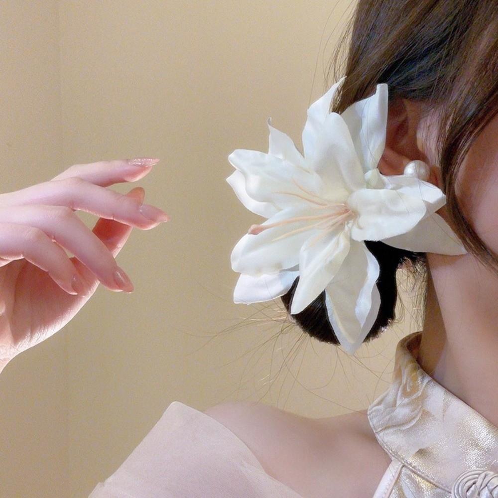 Long Tassel Sweet Petal Hair Clips Elegant Flower Duckbill Clip Women Use