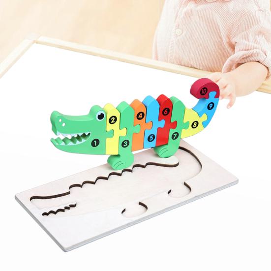 Красочные животные, змеи, крокодилы, игра-головоломка с доской, деревянные жирафы, познавательные 3D деревянные головоломки, блоки для детей ясельного возраста