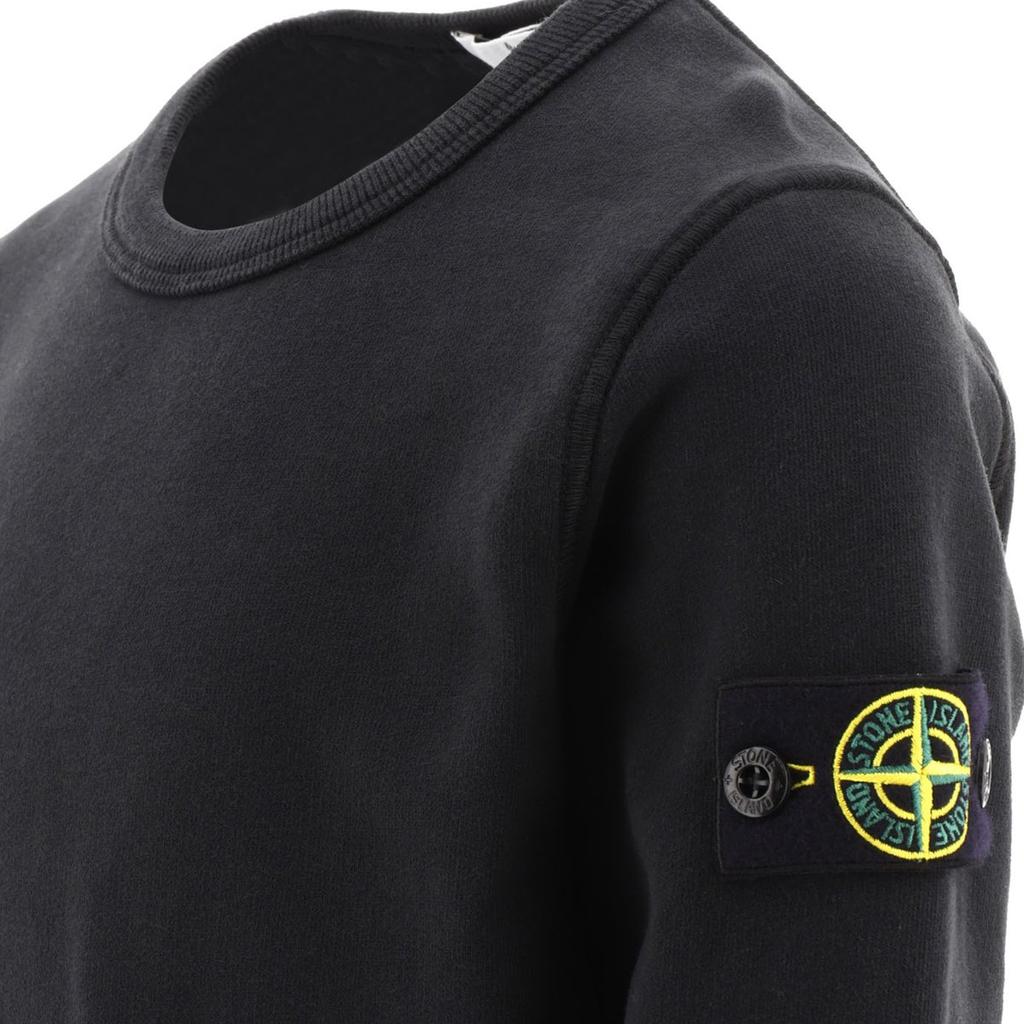 STONE ISLAND Свитшот Приталенный Однотонный С круглым вырезом С длинным рукавом Детские топы Черный 791661320-V0029