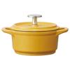 IH Compatible Cocotte Oven Pumpkin 12cm Pot, Two-handed Pot, Cooking, Iron, Enameled, Yellow, INCT12N-A