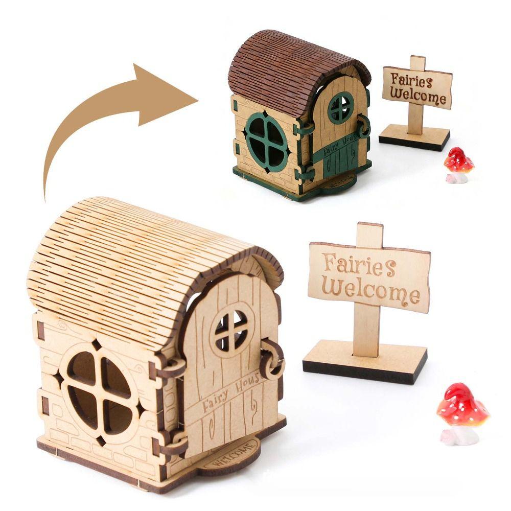 Wooden Material Wooden Fairy House Kit DIY Kit DIY Assembled House Wooden Doll House Baby Gift