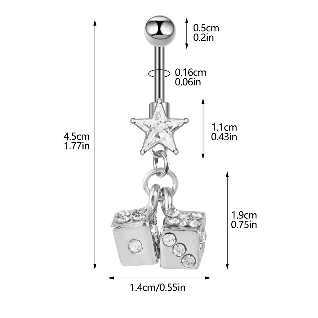 Кольцо для пупка из нержавеющей стали с подвеской в виде бриллиантовой звезды