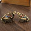 Латунная статуэтка жабы, винтажная 3-ногая золотая жаба, модель, мини-статуэтка лягушки из горного хрусталя, металлическая скульптура животного, украшение для рабочего стола в стиле фэн-шуй, орнамент