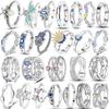 Rings Standard 925 Sterling Copper Buckle Round Luminous Firefly Star Moon Eyes Sunflower Finger Ring Engagement Wedding Zircon