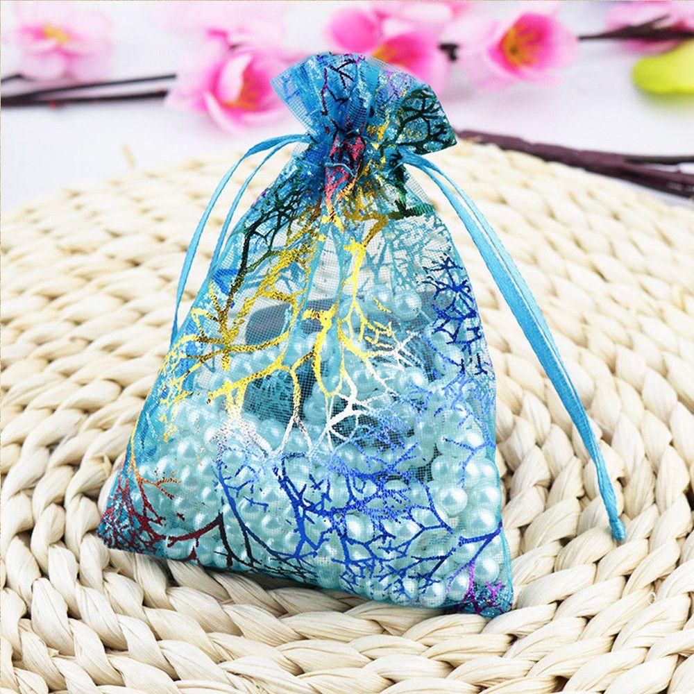 Packaging Pouches Wedding Favor Wrapping Supplies Hot Stamping Organza Bag Drawstring Candy Pouch
