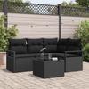 5 Piece Sofa Set Black Poly Rattan