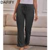 Women's Fashion Casual Spring Fall Solid Color Print High Waist Trousers Pants & Capris