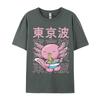 Kawaii Axolotl Eating Ramen Noodles Teens Custom Print T Shirt for Men Family Autumn All Cotton Top T-shirts Hip Hop T Shirt