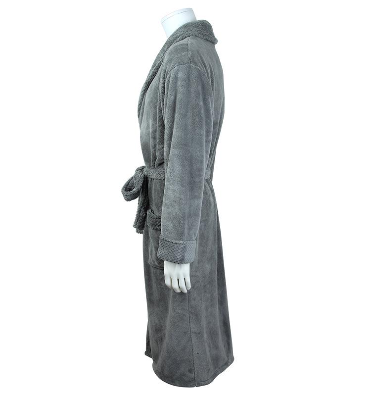 Women's Pineapple Plaid Coral Fleece Bathrobe - Absorbent, Long, Lapel Design, Perfect for Home, Hotel, or Morning Wear