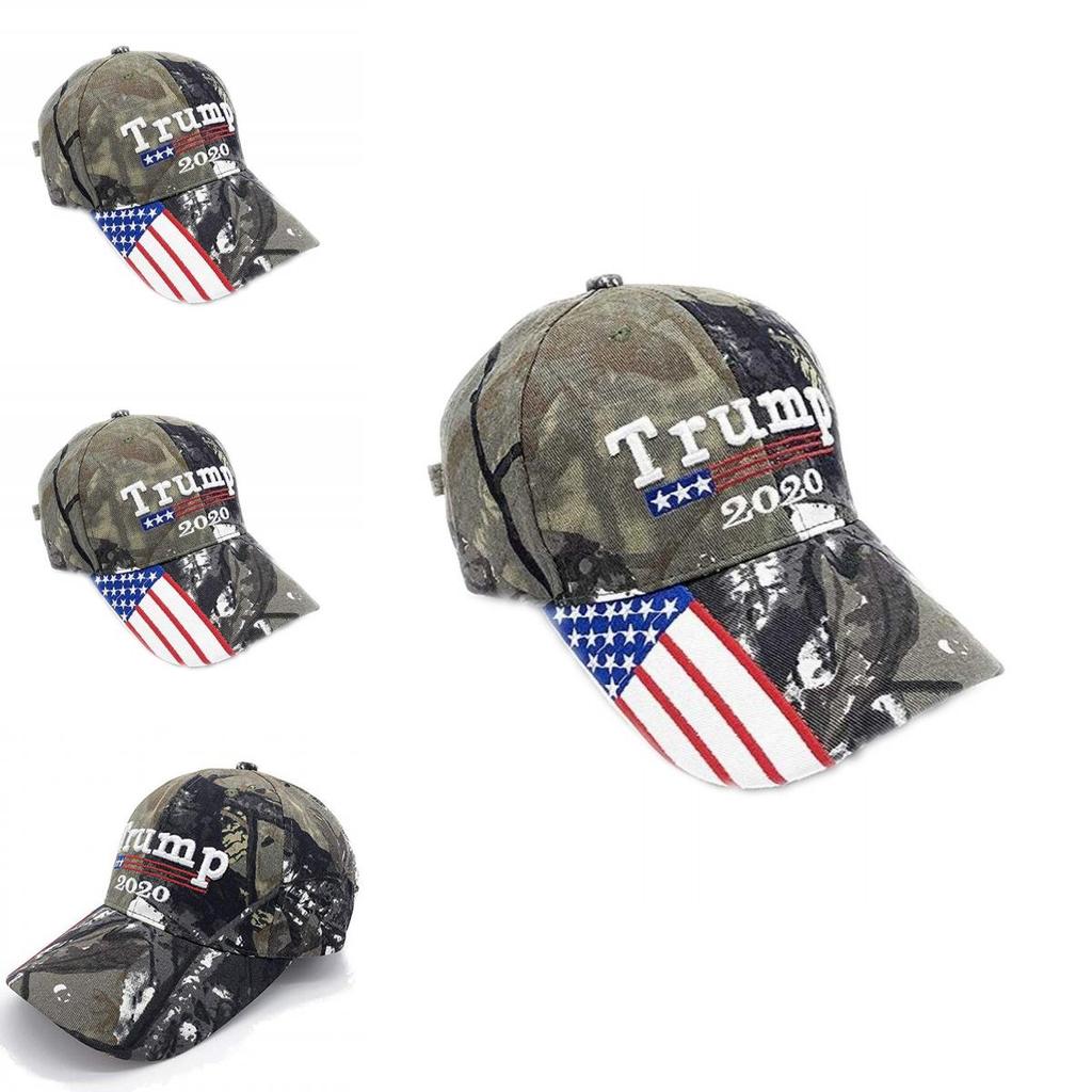 Trump Camo 2020 Hat Keep America Great Baseball Hat Embroidered American Flag