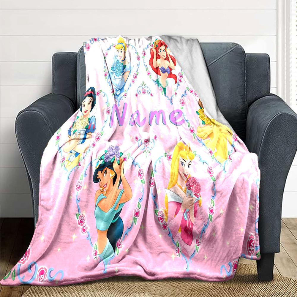 Custom Name Princesses Together blanket for Couch & Bed, Plush Cozy Fuzzy Blanket Super Soft & Warm Blankets for Fall and Winter. 0908120