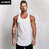 Blank Mesh Slim Fitness Vest Men's European and American Arc Hem Sports GYM Bottoming Breathable Quick-drying Shoulder 6616