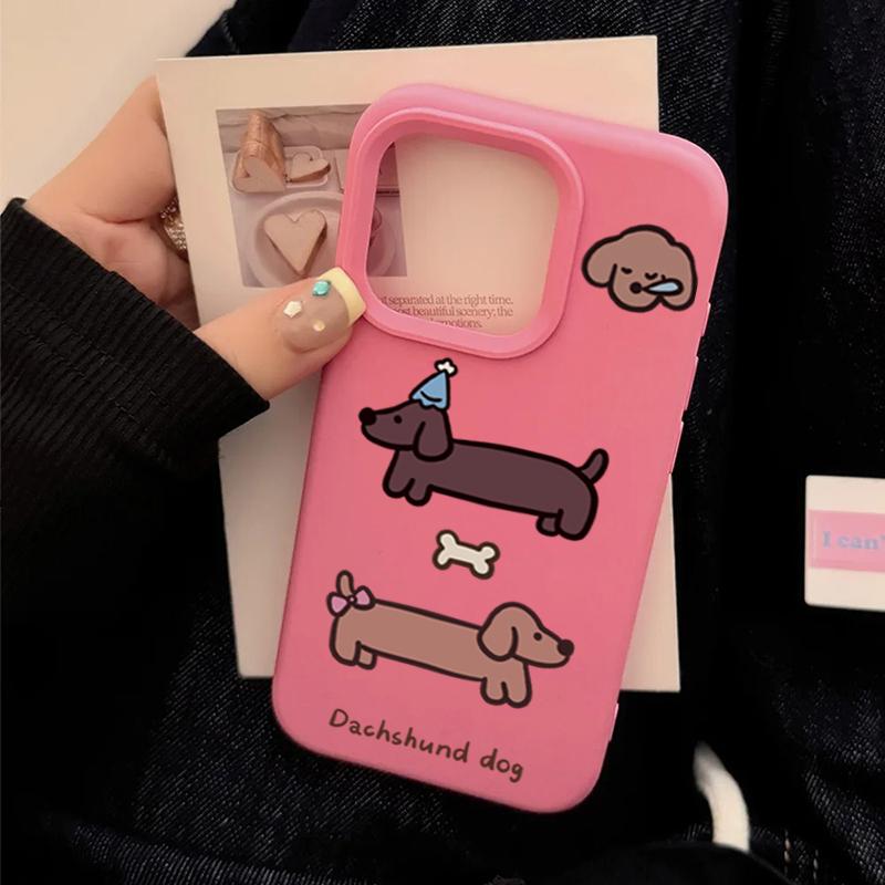 Korean Sausage Puppy Soft Silicone Phone Case For iPhone 16 Pro Max 15 14 13 12 11 Pro 15 16 Plus Shockproof Bumper Cover
