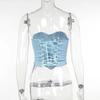 Винтажные джинсовые топы с разрезом на шее, сексуальные майки, женские бандо, бандажный корсет, бюстгальтер, топ без рукавов, облегающие майки с открытой спиной 30725