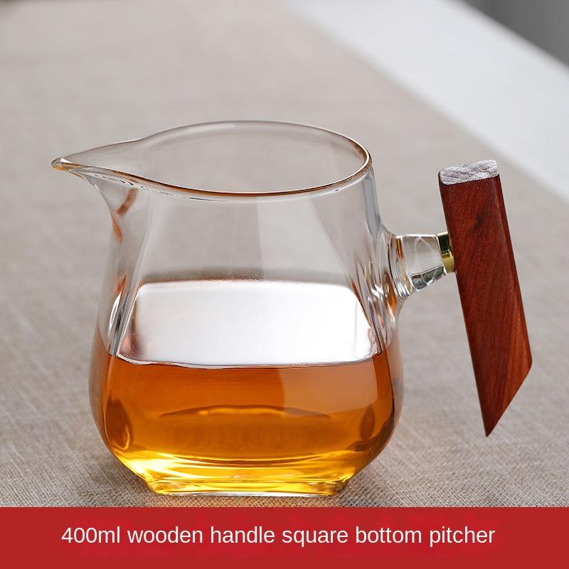 Жаропрочный стеклянный чайник Gongdao с толстой деревянной ручкой, заварочный чайник для чая в чашке, ситечко для чая, интегрированный набор, чайник-бар
