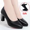 Work Shoes Black Professional Shoes Soft Sole Leather Shoes High Heel Thick Heel Single Shoes Women's Shoes Summer