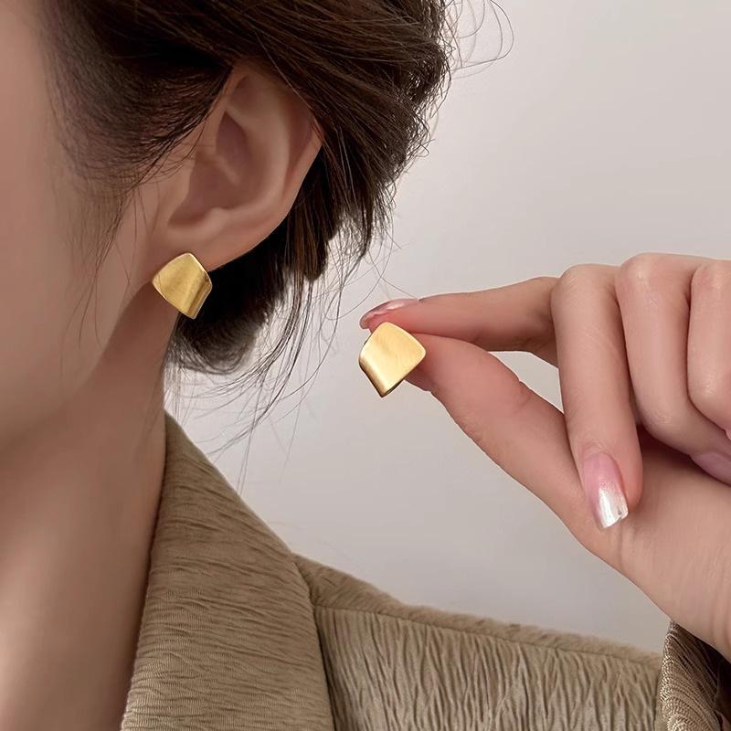 Серьги-гвоздики геометрические из серебра 925 пробы для женщин Матовые Универсальные Офисные Украшения Подарок на вечеринку