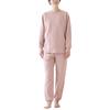 Gunze Fire Acedron Pajama Long Sleeves and Pants with Back Dark Pink Women's Top, Warmth, (TG4625)