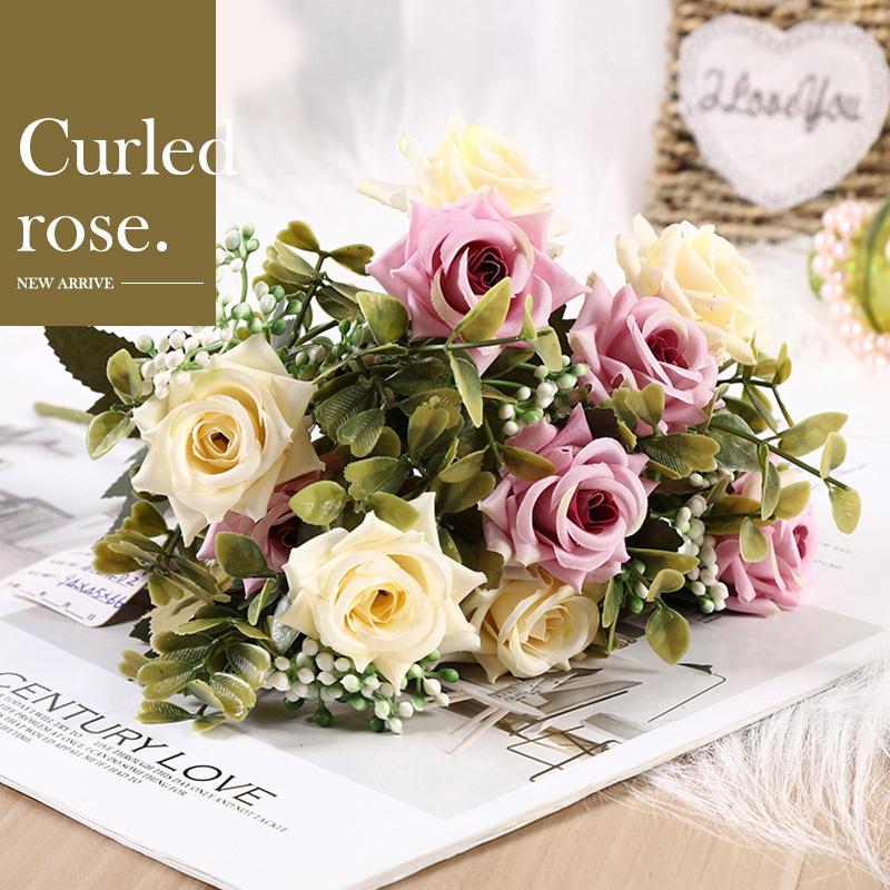 Цветок Итальянские Розы Роллы Искусственный Шелк Вьющаяся Роза Цветочный Букет Настольный Домашний Свадебный Декор Искусственные Цветы Ремесла Декор для Вечеринки
