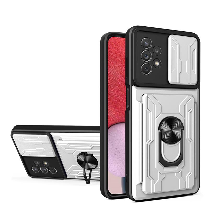 Slide Camera Shockproof Armor Case for Samsung Galaxy A53 A73 A33 A13 A12 S21 S22 Redmi Note 11 10C iPhone 13 12 11 Pro Max Card Holder Stand Cover