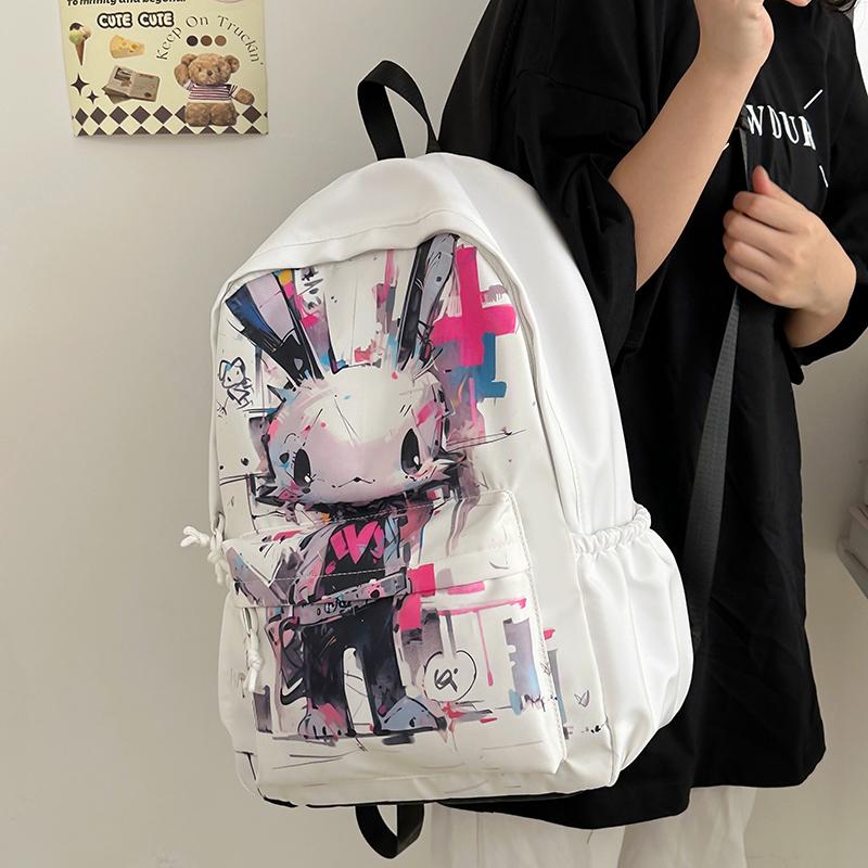Graffiti Print Schoolbag Women's Lightweight Cute Backpack Junior High School Student Backpack