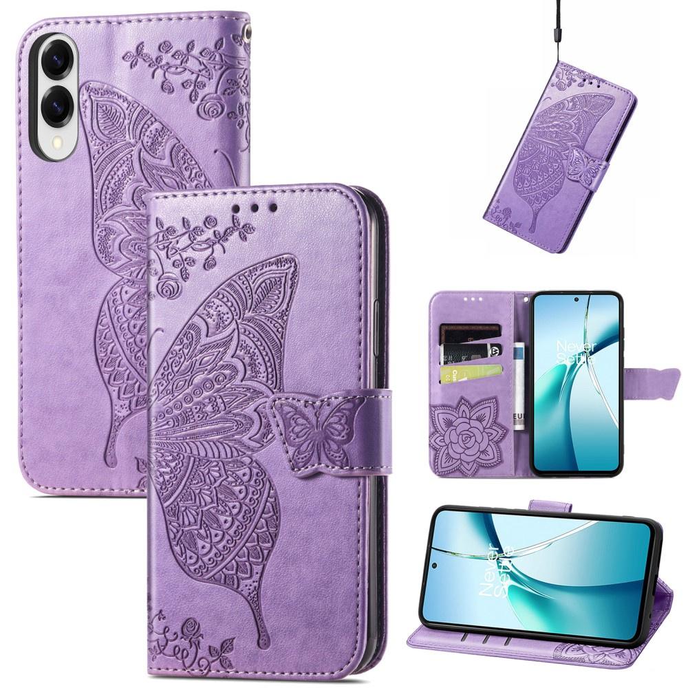 Samsung Galaxy S25 Edge Butterfly Flip Case, Purple