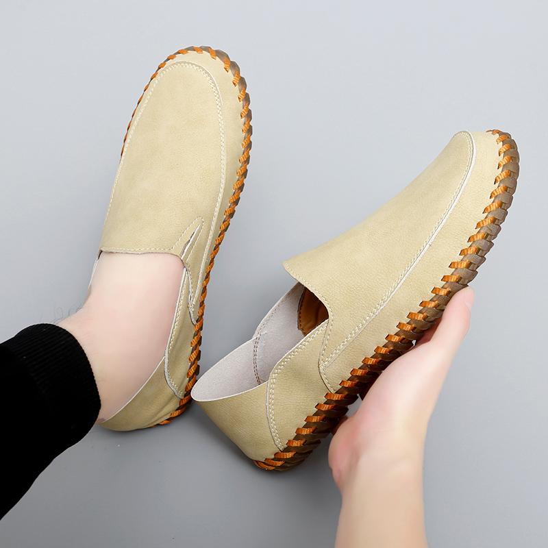 Fashion Outdoor Men Comfortable Soft Soled Non Slip Casual Handmade Shoes Fashion Brand Men Breathable and Wear-resistant Driving Shoes