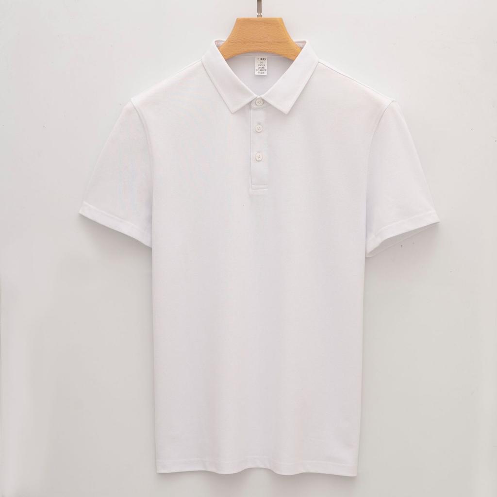 Рубашка поло с воротником из хлопка, мужская футболка с короткими рукавами, деловая длинная бархатная рубашка поло с воротником без отметин