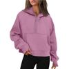 New Semi-zipper Pullover Hooded Sweatshirt Fleece Short Fashion Hoodie for Women