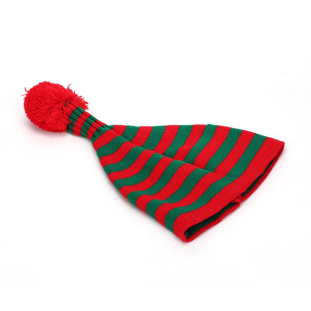 Унисекс Рождественская вязаная шапка с помпоном: Дизайн в стиле колор-блок для осени и зимы