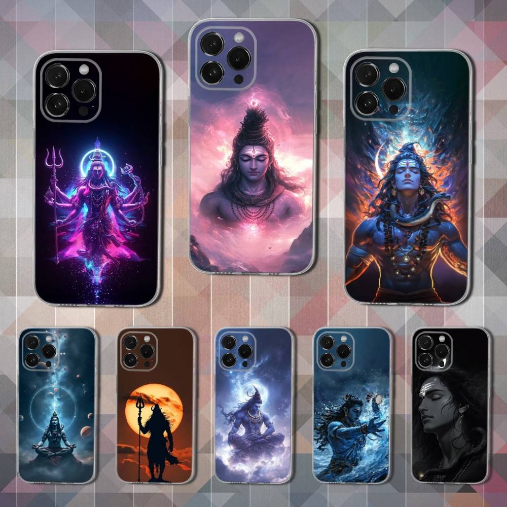 India Mythology Lord Shiva Case For iPhone 17,11,12,13,16,14,15,Pro,Max,Plus,X,XS,XR,SE,Mini Transparent Soft Silicone