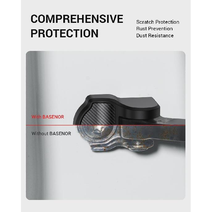 BASENOR 2026 2025 Tesla Model Y Juniper Model 3 Door Lock Cover Protector [Carbon Edition] [No Tape Requried], Door Striker Latches Stopper Covers