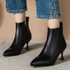 Women's Ankle Boots 2024 New PU Leather Sexy Pointed Toe Nightclub Party Stilettos Trendy Zipper Design Women's Fashion Boots