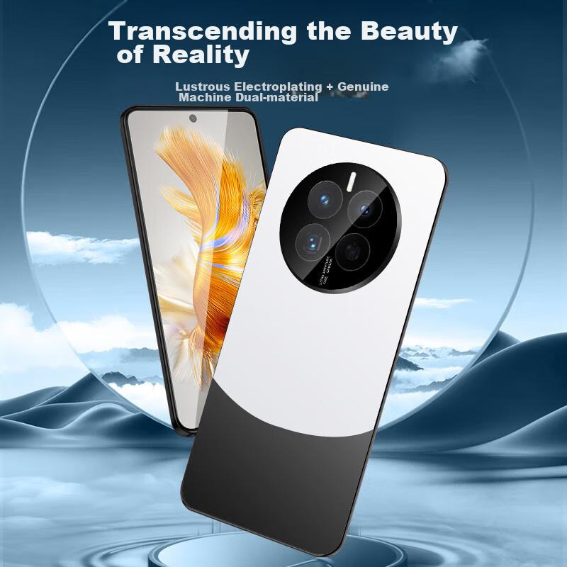 Phone Case for Huawei Mate50, Huawei Mate50E with Color-Block Electroplated Frosted High-End Full Lens Protection Anti-Drop Case Cover, Elegant Black