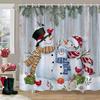 Merry Christmas Bathroom Curtains Snowman Christmas Tree Gift Red Truck Polyester Fabric Washable Shower Curtain Bathroom Decor