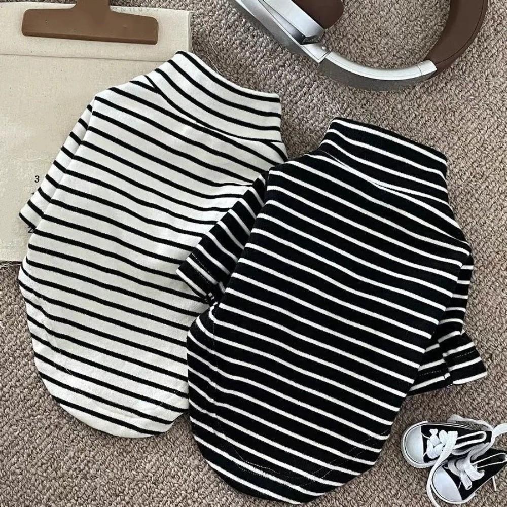High Collar Dog Thermal Shirt Warm Pet Warm Sweater Striped Sweatshirt Small Medium Dog
