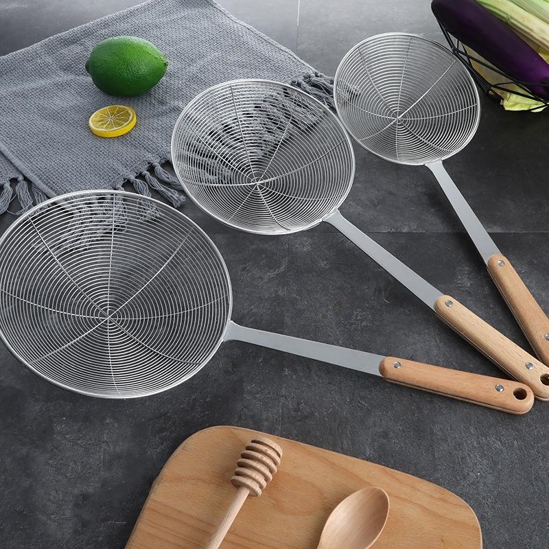 Сито из нержавеющей стали, ручка-ковш, шумовка, фильтр для жарки, длинный пищевой дуршлаг, кухонная сетка для жарки, сито, инструмент для выпечки, кулинарный инструмент