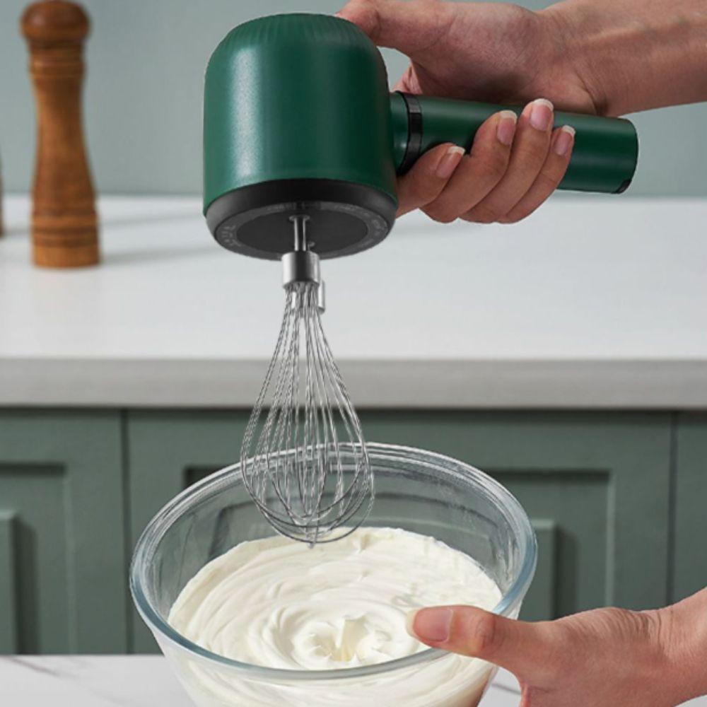 Double Whisk Head Wireless Handheld Electric Egg Beater Stand-up Design Egg Mixer Cake