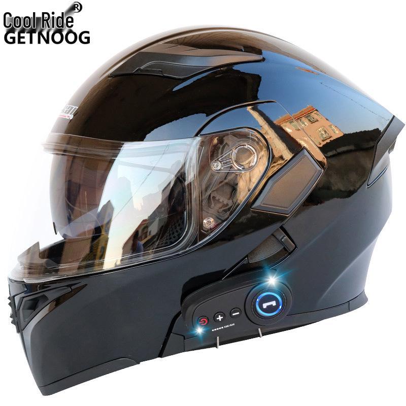 Cool Ride Treasure Bluetooth Full-Face Flip-Up Motorcycle Helmet with Dual Lens and FM Radio