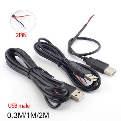 Кабель-удлинитель USB-разъема «папа» 2-контактный 2-проводной 5 В USB 2.0, шнур питания 0,3 м/1 м/2 м, адаптер, зарядное устройство