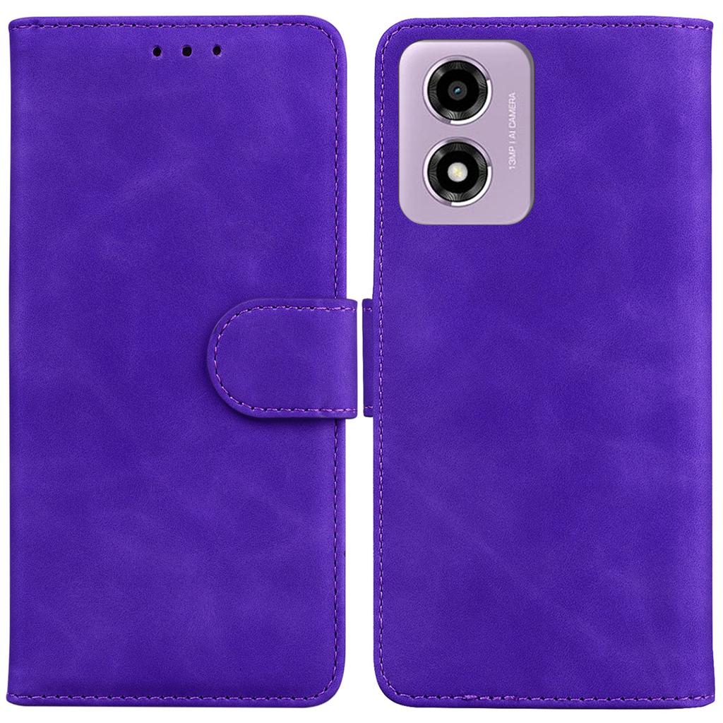 For Motorola Moto G04s 4G/E14 4G Wallet Case Solid Color Leather Phone Cover