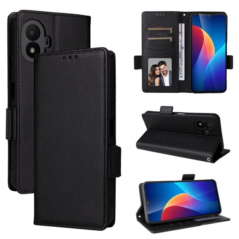 For Honor X6D 5G Flip Side Buckle Lychee Pattern Wallet Leather Cover for Honor X6D 5G Purse Magnetic Phone Bags