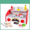 Kitchen Simulation Wooden Stove Kitchenware And Barbecue Grill Model Toy Kid